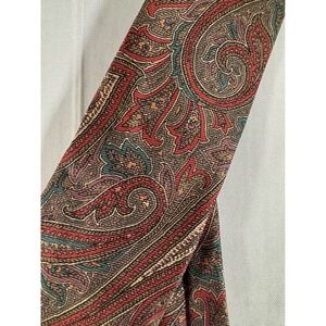 John Comfort London England Silk Paisley Tie Burgundy Teal Gold Made in England